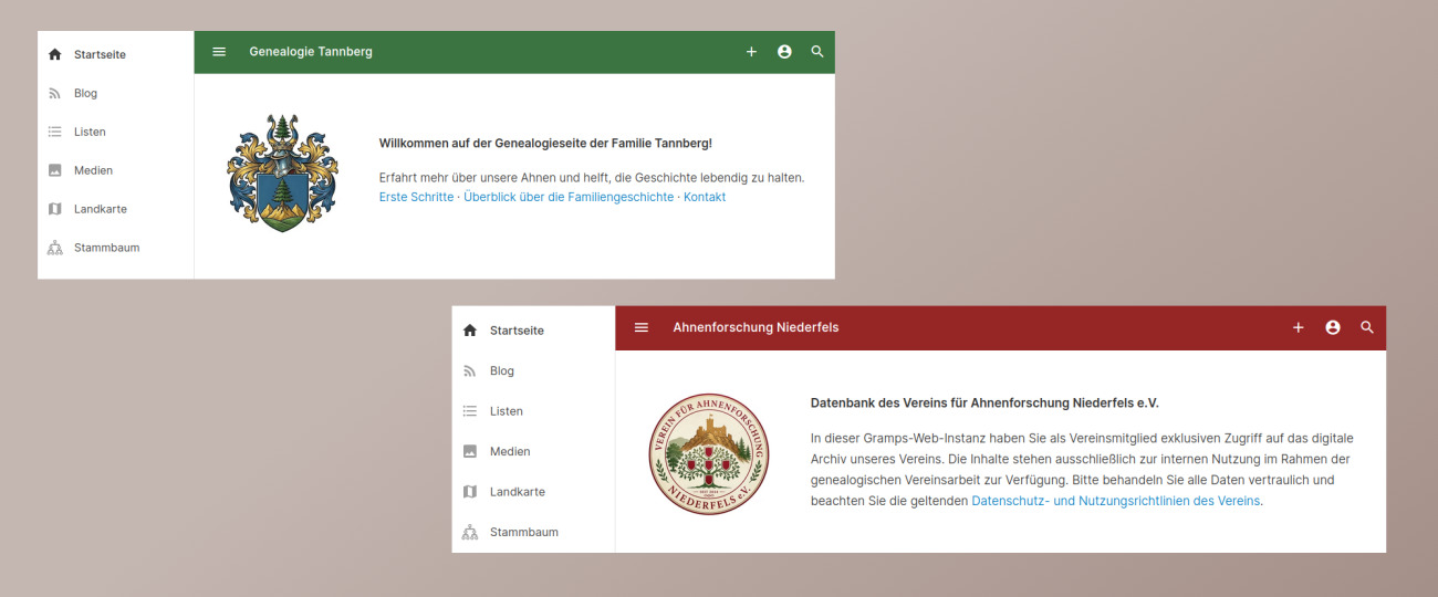 Gramps Web für Vereine und Familien anpassen